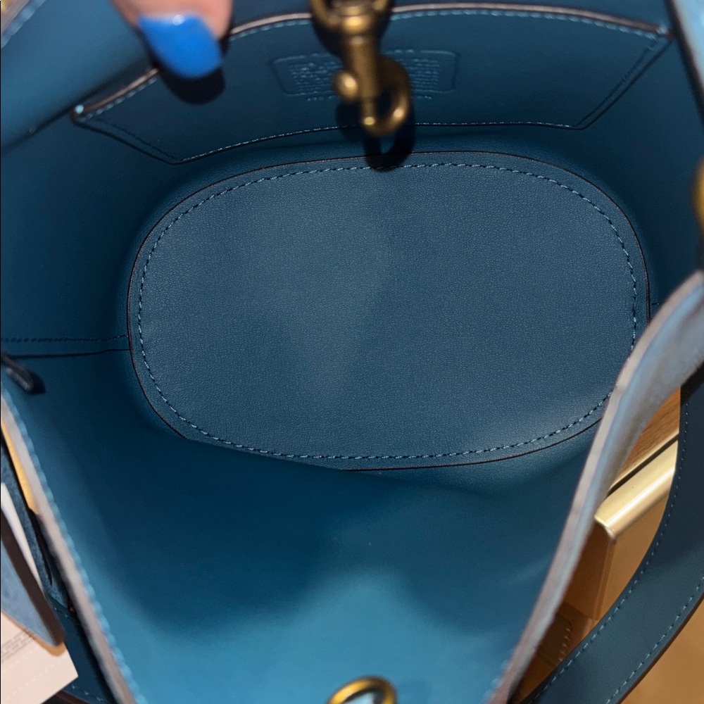 Coach Bleecker Bucket Bag 21 Sea Blue Suede NWT - Picture 6 of 12